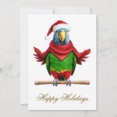 Grappige Kerstmis Santa Parrot Feestdagenkaart (Voorkant)