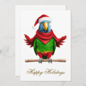 Grappige Kerstmis Santa Parrot Feestdagenkaart (Voorkant / Achterkant)