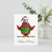 Grappige Kerstmis Santa Parrot Feestdagenkaart (Staand voorkant)