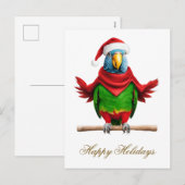 Grappige Kerstmis Santa Parrot Feestdagenkaart (Voorkant / Achterkant)