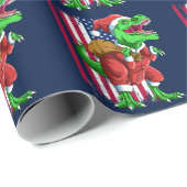 Grappige Kerstmis Santa T Rex Tyrannosaurus Xmas Cadeaupapier (Rol Hoek)
