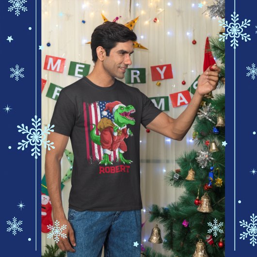 Grappige Kerstmis Santa T Rex Tyrannosaurus Xmas T-shirt