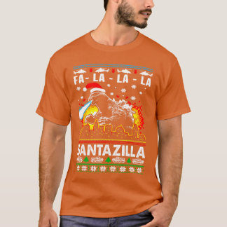 Grappige Kerstmis Santazilla Japanse Monster Dinos T-shirt