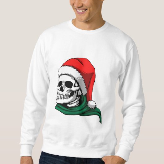 Grappige Kerstmis Schedel Heren Sweater (Voorkant)