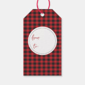 Grappige Kerstmis Sneeuwman Rood Zwart Buffel Plai Cadeaulabel (Achterkant)