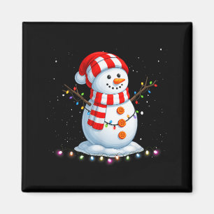 Grappige Kerstmis Sneeuwman T-shirt Schattige Kers Magneet