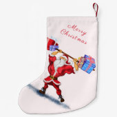 Grappige Kerstmis Stocking Bodybuilder Santa Claus Kleine Kerstsok (Achterkant)