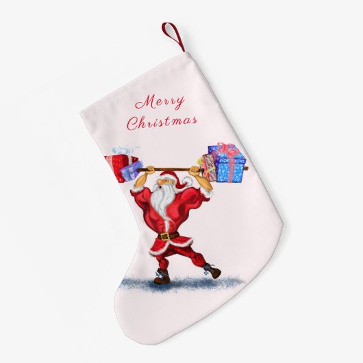 Grappige Kerstmis Stocking Bodybuilder Santa Claus Kleine Kerstsok (Achterkant (Hangend))
