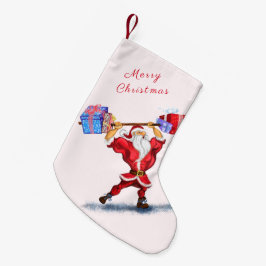 Grappige Kerstmis Stocking Bodybuilder Santa Claus Kleine Kerstsok