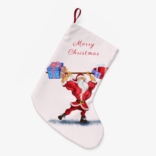 Grappige Kerstmis Stocking Bodybuilder Santa Claus Kleine Kerstsok (Voorkant (Hangend))