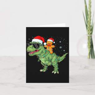 Grappige Kerstmis T Rex Dinosaurus Peperkoek Licht Kaart