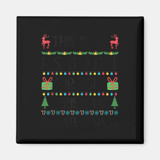 Grappige Kerstmis Te Heet Lelijke Kerst Truien Vro Magneet (Voorkant)