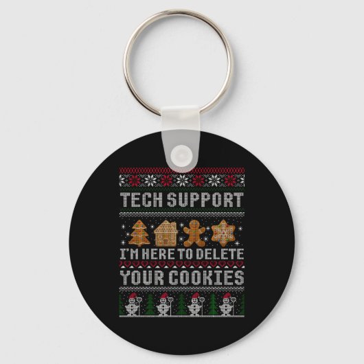 Grappige Kerstmis Tech Support Computer T-shirt Sleutelhanger (Voorkant)