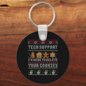 Grappige Kerstmis Tech Support Computer T-shirt Sleutelhanger (Voorkant)