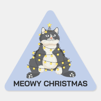 Grappige Kerstmis Tuxedo Kat Dierenliefhebber Sticker