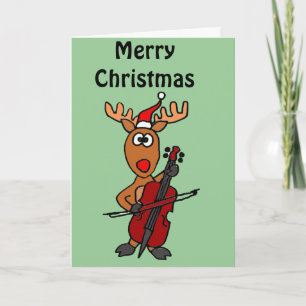Grappige Kerstmis van de Cello van het Rendier Feestdagen Kaart