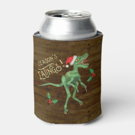 Grappige Kerstmis Velociraptor Dinosaurus Monogram Blikjeskoeler