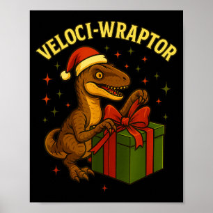 Grappige Kerstmis Velociraptor grap Veloci-wraptor Poster