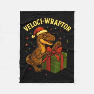 Grappige Kerstmis Velociraptor Grappen Veloci-wrap Fleece Deken