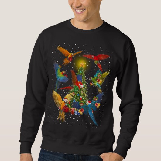 Grappige Kerstmis Verlichting Santa Parrot Kerstbo Trui (Voorkant)