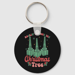 Grappige Kerstmis Verpleegster Ademhalingstherapeu Sleutelhanger