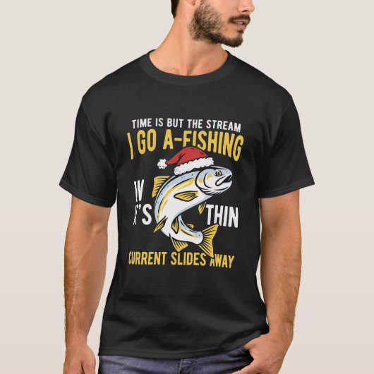 Grappige Kerstmis Vissende Kerstman Vis T-shirt (Voorkant)
