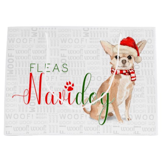 Grappige Kerstmis Vlooien Navidog Chihuahua Groot Cadeauzakje (Voorkant)