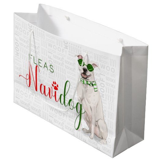 Grappige Kerstmis Vlooien Navidog met Pit Bull Groot Cadeauzakje (Voorkant Gekanteld)