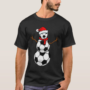 Grappige Kerstmis Voetbal Kerstman Sneeuwman T-shirt