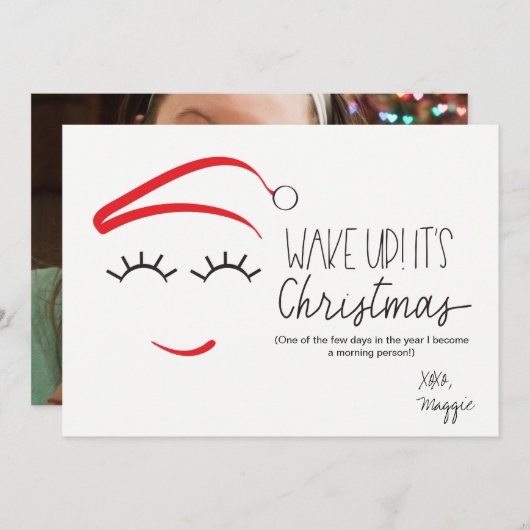 Grappige Kerstmis, "Word Wakker Het Is Kerstmis" W Feestdagenkaart (Voorkant / Achterkant)