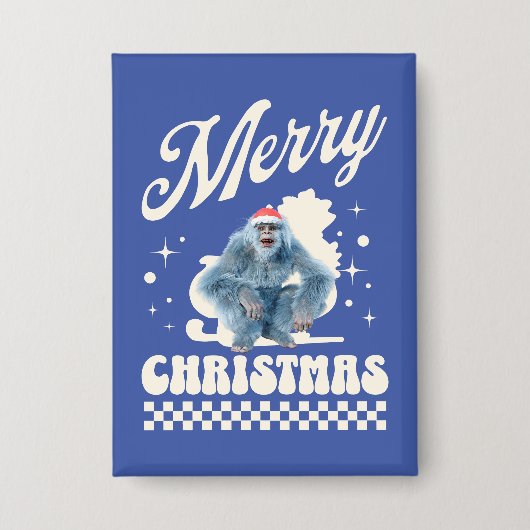 Grappige Kerstmis Yeti Vakantie Humor Button (Voorkant)