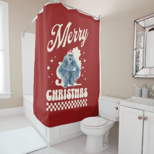 Grappige Kerstmis Yeti Vakantie Humor Douchegordijn