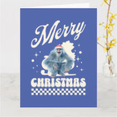 Grappige Kerstmis Yeti Vakantie Humor Kaart (Gele Bloem)