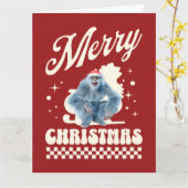 Grappige Kerstmis Yeti Vakantie Humor Kaart (Gele Bloem)