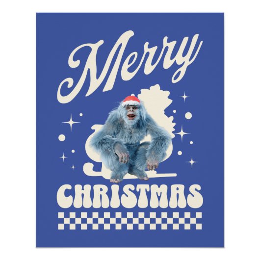 Grappige Kerstmis Yeti Vakantie Humor Perfect Poster (Voorkant)