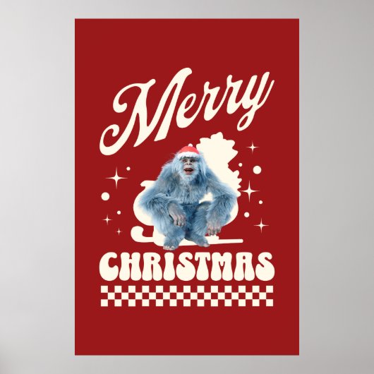 Grappige Kerstmis Yeti Vakantie Humor Poster (Voorkant)