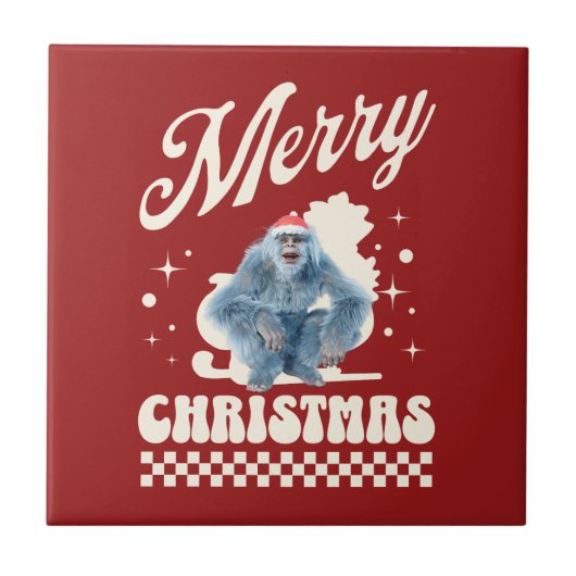 Grappige Kerstmis Yeti Vakantie Humor Tegeltje (Voorkant)