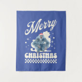 Grappige Kerstmis Yeti Vakantie Humor Wandkleed (Voorkant)