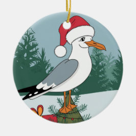 Grappige Kerstmis Zeemeeuw Chip - Kerstmis Zeemeeu Keramisch Ornament