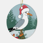 Grappige Kerstmis Zeemeeuw Chip - Kerstmis Zeemeeu Keramisch Ornament (Links)