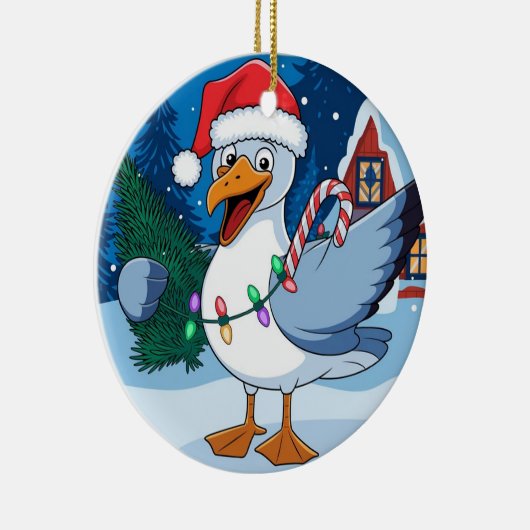 Grappige Kerstmis Zeemeeuw Chip - Kerstmis Zeemeeu Keramisch Ornament (Rechts)