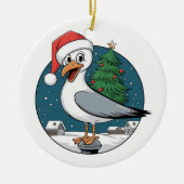 Grappige Kerstmis Zeemeeuw Chip - Kerstmis Zeemeeu Keramisch Ornament (Voorkant)