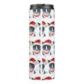 Grappige Kerstmis Zwart en Wit Kat Waterverf Thermosbeker (Achterkant)
