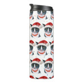 Grappige Kerstmis Zwart en Wit Kat Waterverf Thermosbeker (Geroteerd rechts)