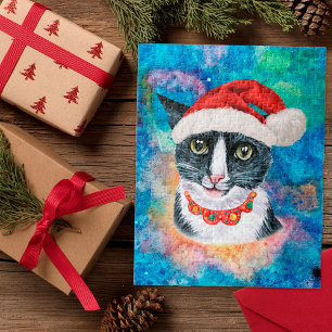 Grappige Kerstmis Zwart en Witte Kat Kerstmis Legpuzzel