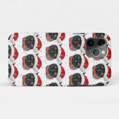 Grappige Kerstmis Zwarte Kat Aquarel Case-Mate iPhone Case (Achterkant (horizontaal))