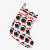 Grappige Kerstmis Zwarte Kat Aquarel Kleine Kerstsok (Voorkant (Hangend))