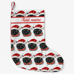 Grappige Kerstmis Zwarte Kat Aquarel Kleine Kerstsok