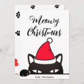 Grappige Kerstmis Zwarte Kat Feestdagenkaart (Voorkant / Achterkant)