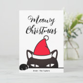 Grappige Kerstmis Zwarte Kat Feestdagenkaart (Staand voorkant)